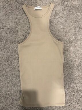 Anine Bing Beige Ribbed Tank Top